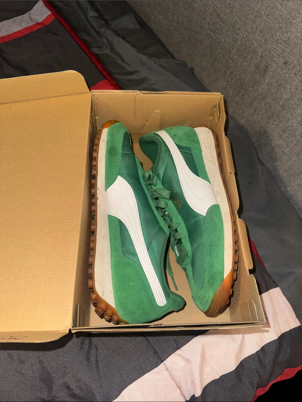 Puma Men’s Green Suede Lace-Up Sneakers